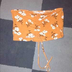 Orange flowered cropped tube top- Pacsun
